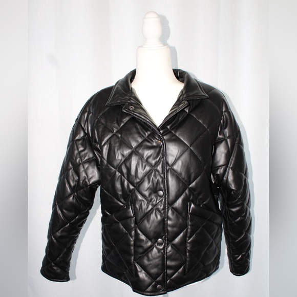 Z Supply Jackets & Blazers - NWT Z Supply Heritage Black Faux Leather Quilted Jacket - Size Small